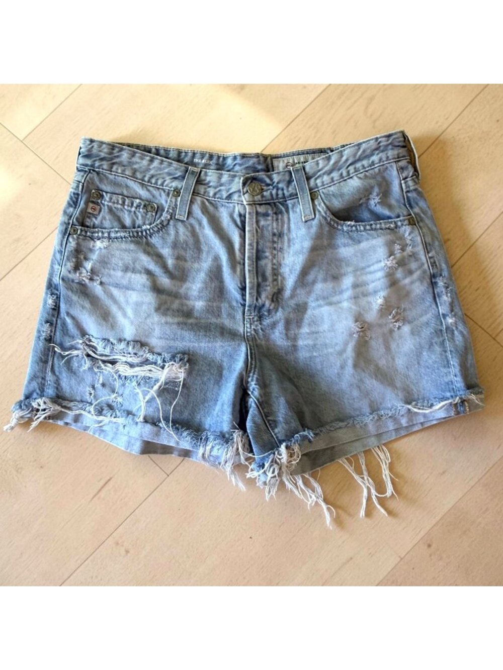 AG Adriano Goldschmied Alex Vintage Boyfriend Jean Shorts Distressed Size 28 R